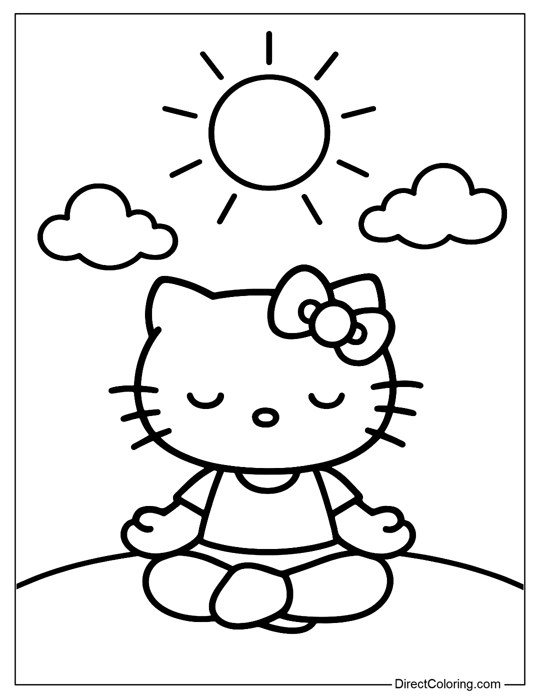 Hello Kitty Yoga in the Sunlight Coloring Sheet